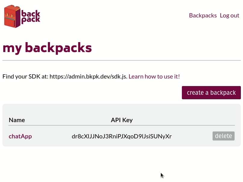 Creating a Backpack